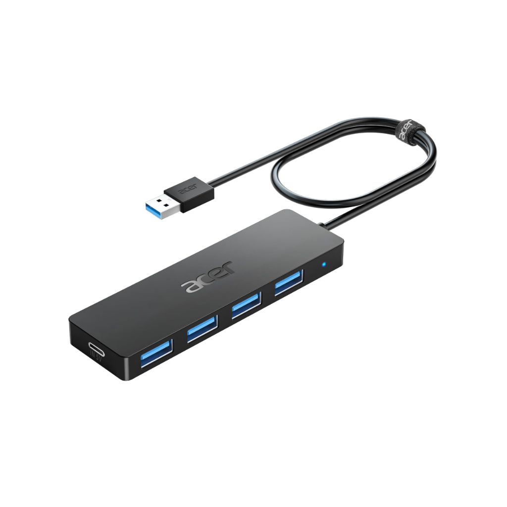 Acer 4-Port USB 3.0 Hub High-Speed USB-A Splitter with Type-C Power Port (Model ACER-UH501)